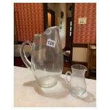 CLEAR GLASS PITCHERS, VARYING SIZES, SMOOTH