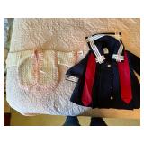 R-GEE ORIGINALS SAILOR COAT, NAVY WOOL BLEND, RED