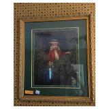 FRAMED PRINT, YOUNG GIRL IN HAT, ORNATE GOLD-TONE