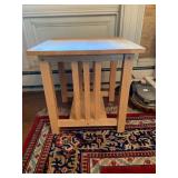 MODERN WOOD SIDE TABLE, LIGHT FINISH, SLATTED