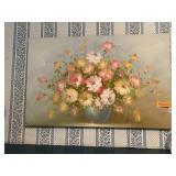 R COX, FLORAL STILL LIFE, OIL ON CANVAS, SIGNED