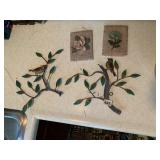 METAL BIRD BRANCH WALL ART, PLASTER FLORAL PLAQUES