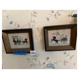 PR FRAMED CROSS-STITCH EMBROIDERIES, HORSE AND
