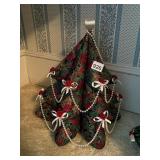 FABRIC CHRISTMAS TREE DECORATION, HOLLY PRINT,