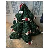 FABRIC CHRISTMAS TREE DECORATION, HOLLY PRINT,