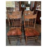 H.W. HULL & SONS OAK DINING CHAIRS, SET, CARVED