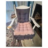 VTG WOOD ROCKING CHAIR, WHITE PAINTED FINISH,