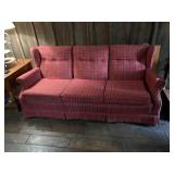 BAUMRITTER CORPORATION SOFA, RED PLAID