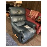 LA-Z-BOY RECLINER, DARK BLUE LEATHER, MANUAL