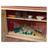 ASSORTED DECORATIVE GLASSWARE, CERAMIC PLANTER,