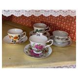 ASSORTED BONE CHINA TEA CUPS W/ SAUCERS, VARIOUS