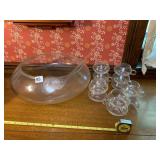 GLASS PUNCH BOWL SET, INCLUDES LARGE BOWL, LADLE,