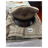 US ARMY OFFICER SERVICE CAP, TAN WOOL, LEATHER