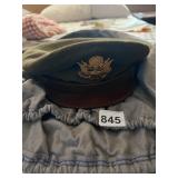 US ARMY OFFICER SERVICE CAP, OLIVE DRAB WOOL,