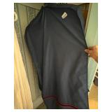 GARMENT BAGS, NAVY NYLON W/ LEATHER TRIM, TAN