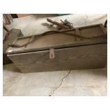 WOODEN STORAGE CHEST W/ HINGED LID, ROPE HANDLES,
