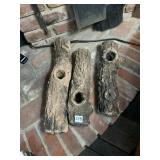 CERAMIC GAS FIREPLACE LOGS, TEXTURED BARK FINISH,