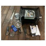 LED DESK LAMP, BLACK PLASTIC ORGANIZER TRAY,