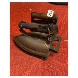 VTG CAST IRON SAD IRONS, WOOD HANDLES, INDUSTRIAL