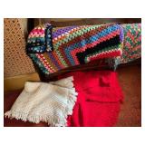 VTG HAND-CROCHETED AFGHANS, MULTICOLOR GRANNY