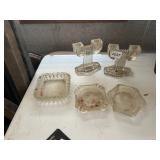 VTG CLEAR PRESSED GLASS CANDLESTICKS, PR, AND