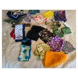 ASSORTED VTG SILK AND SYNTHETIC SCARVES, INCLUDES