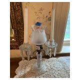 VTG ELECTRIC CANDELABRA LAMP, PRESSED GLASS BASE,