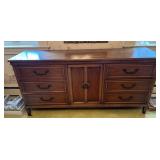 WOOD DRESSER, SIX DRAWERS, CENTRAL CABINET DOOR,