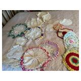 ASSORTED HANDMADE CROCHET DOILIES, VARIOUS COLORS