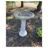 CONCRETE BIRD BATH, PEDESTAL BASE, FLUTED COLUMN,
