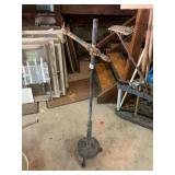 VTG WOODEN FLOOR LAMP, TRIPOD BASE, SPIRAL TURNED