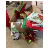 CHRISTMAS DECOR BOX LOT, SNOWMAN SOAP DISPENSER,