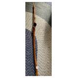 HAND-CARVED WOODEN WALKING STICK, KNOTTED DESIGN,
