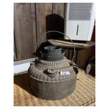 VTG METAL OIL LAMP, FLUTED RESERVOIR, WIRE BAIL