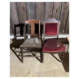 PAIR OF VTG SIDE CHAIRS, WOOD CONSTRUCTION,
