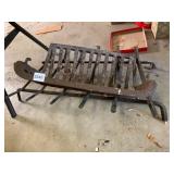 CAST IRON FIREPLACE GRATE, HEAVY DUTY, RUSTED