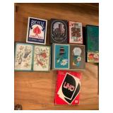 ASSORTED PLAYING CARDS, UNO GAME, TRAIN KEYCHAIN,