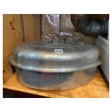 MIRRO ALUMINUM OVAL ROASTER, REMOVABLE RACK, LID,