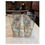VTG TUMBLERS, CLEAR GLASS, PINE CONE AND NEEDLE