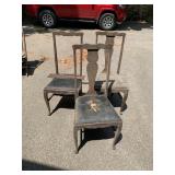 VTG DINING CHAIRS, QUEEN ANNE STYLE, UPHOLSTERED