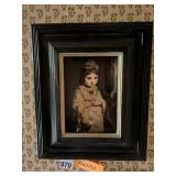 PORTRAIT PRINT, CHILD SUBJECT, DARK WOODEN FRAME