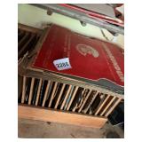 CARBORUNDUM COMPANY WOODEN BLADE STORAGE RACK,