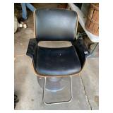 MCM STYLE SALON CHAIR, BLACK VINYL UPHOLSTERY,
