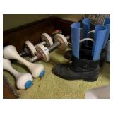 VTG DUMBBELLS W/ ADJUSTABLE WEIGHT PLATES, PR OF