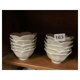 WHITE PORCELAIN BOWLS, PETAL FORM, SCALLOPED