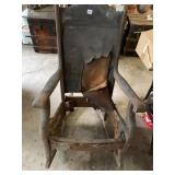 VTG WOOD ROCKING CHAIR, UPHOLSTERED BACK,