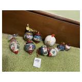 ASSORTED CHRISTMAS ORNAMENTS, HINGED TRINKET BOX