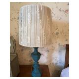 VTG TABLE LAMP, TEAL PAINTED FINISH, GOLD