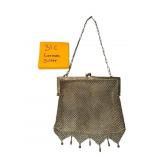 GERMAN SILVER MESH EVENING BAG, ENGRAVED FRAME,
