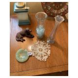 VTG IRISH SETTER FIGURINE, GREEN ONYX ASHTRAY,
